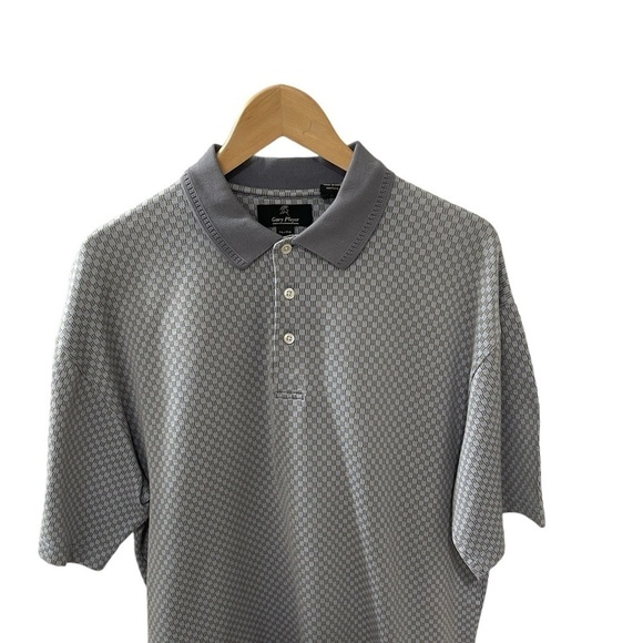 Gary Player Men’s XL Golf Polo 3 button gray blue pattern 100% cotton casual - Picture 1 of 6